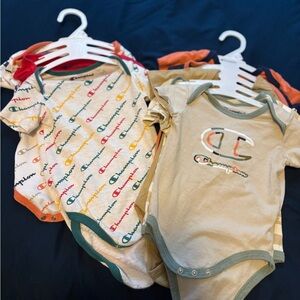 Champion Kids' Cream and Green Bodysuit Set
